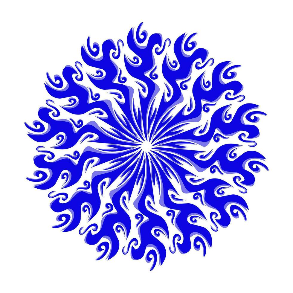 blå stam- mandala ikon med skugga. perfekt för logotyper, ikoner, föremål, tatueringar, klistermärken, affischer, banderoller, kläder, hattar vektor