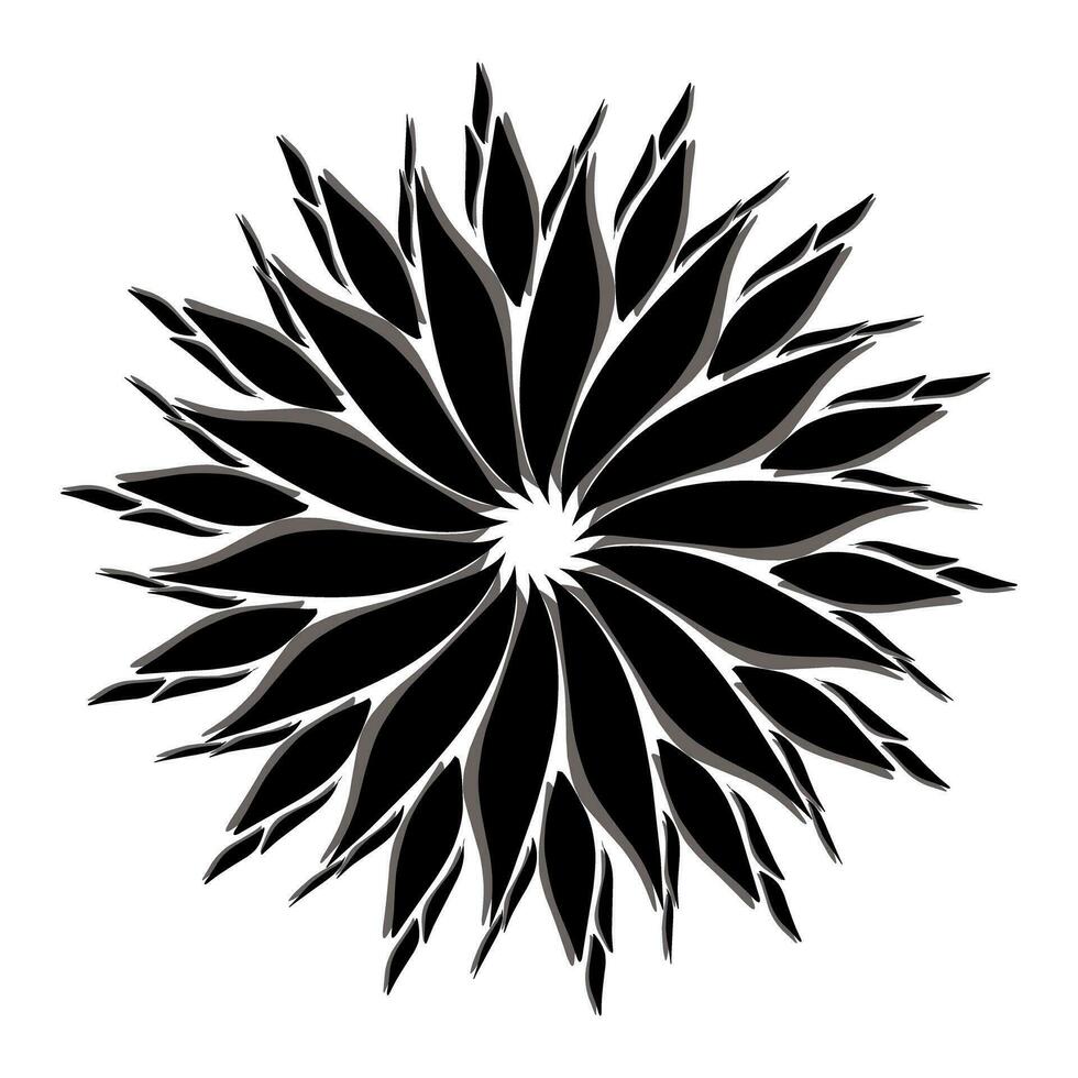 svart stam- mandala ikon med skugga. perfekt för logotyper, ikoner, föremål, tatueringar, klistermärken, affischer, banderoller, kläder, hattar vektor