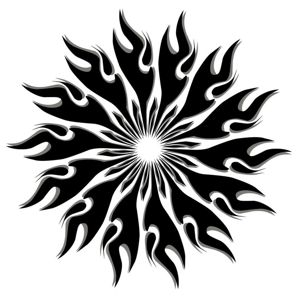 schwarz Stammes- Mandala Symbol mit Schatten. perfekt zum Logos, Symbole, Artikel, Tätowierungen, Aufkleber, Poster, Banner, Kleidung, Hüte vektor