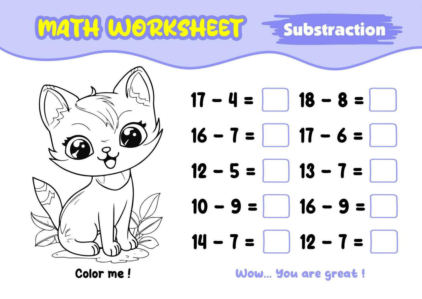 Mathematik Arbeitsblätter zum früh Kindheit mit interessant Färbung Bilder vektor