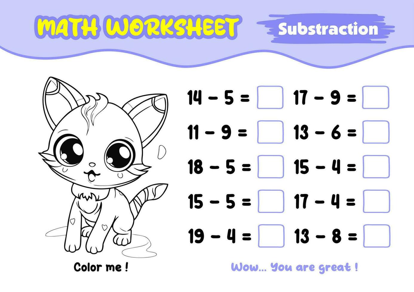 Mathematik Arbeitsblätter zum früh Kindheit mit interessant Färbung Bilder vektor