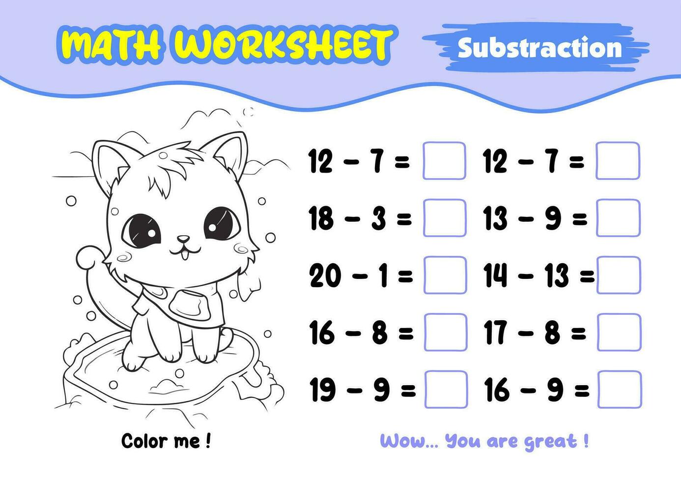 Mathematik Arbeitsblätter zum früh Kindheit mit interessant Färbung Bilder vektor