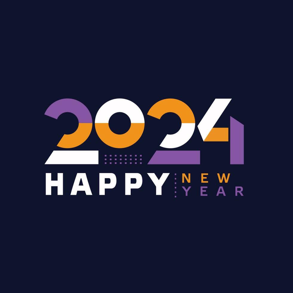 glücklich Neu Jahr 2024 Nummer Design Vorlage vektor