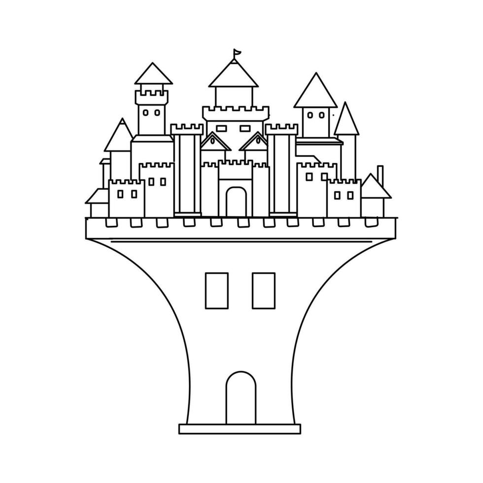 tecknad serie slott vektor saga medeltida torn av fantasi palats byggnad i rike älvland