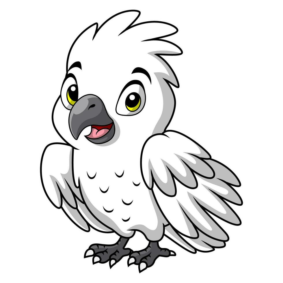 süß Weiß Kakadu Karikatur auf Weiß Hintergrund vektor