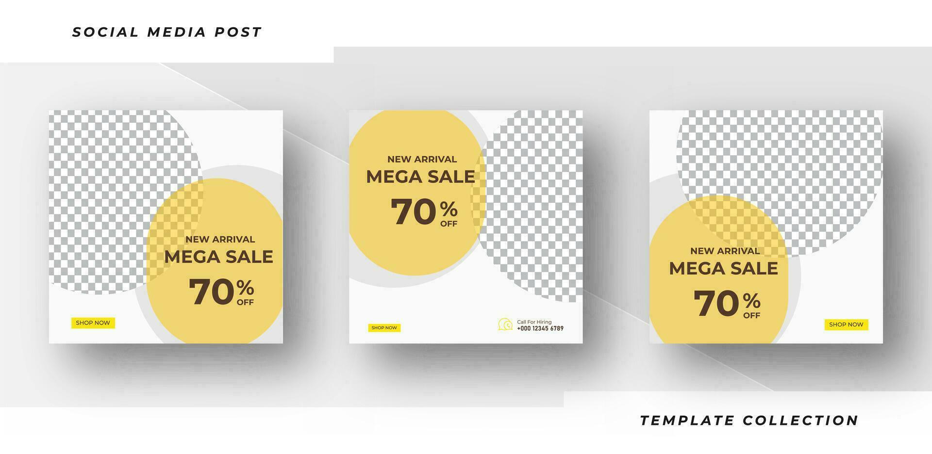mega försäljning mode vecka samling minimalistisk av redigering fyrkant baner social media posta reklam rubrik text här mallar. vektor