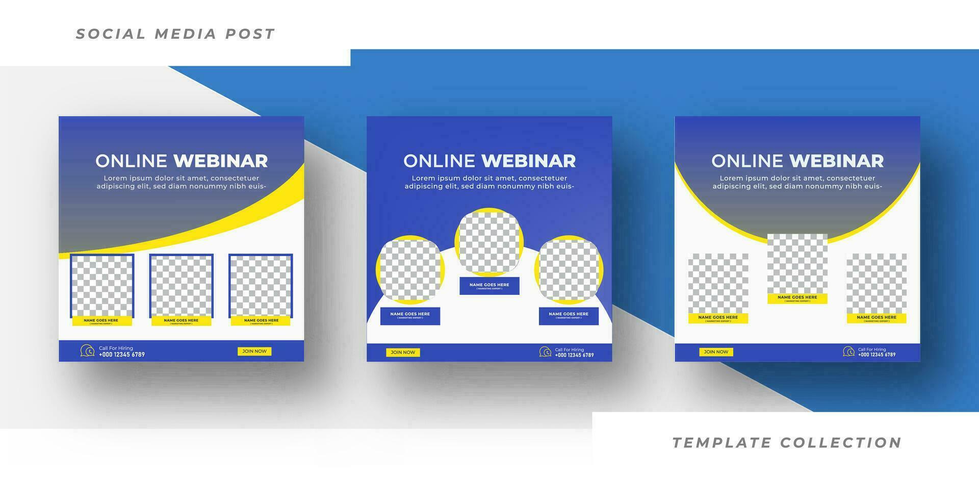 online Webinar Sozial Medien Post einstellen , korporativ Geschäft Beförderung Sozial Medien Geschäft Konferenz Netz Banner, Platz Flyer Design Vorlage. Profi Vektor