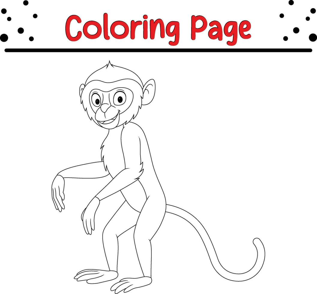 söt apa färg sida för barn vektor