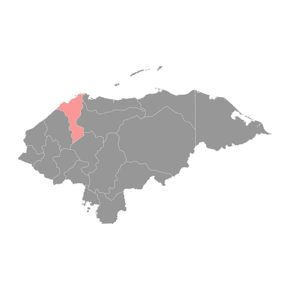 Cortes Abteilung Karte, administrative Aufteilung von Honduras. Vektor Illustration.