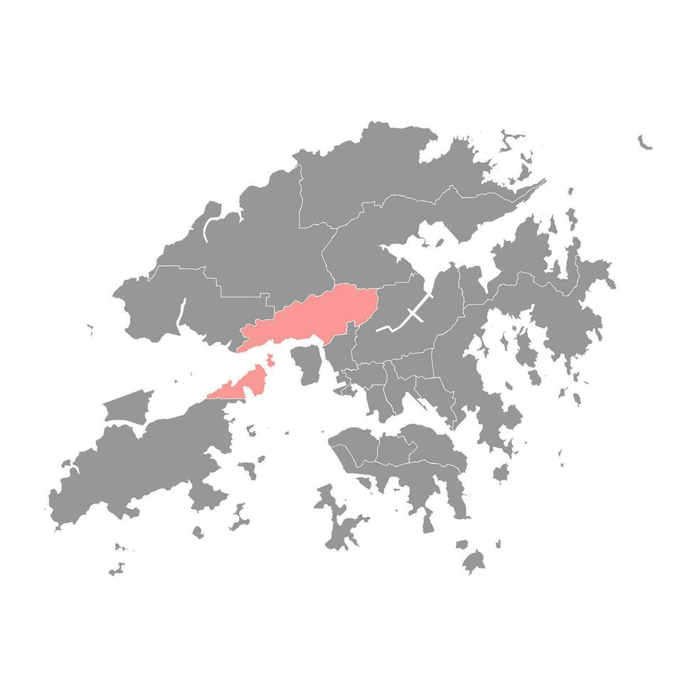 Tsuen wan Kreis Karte, administrative Aufteilung von Hong Kong. Vektor Illustration.