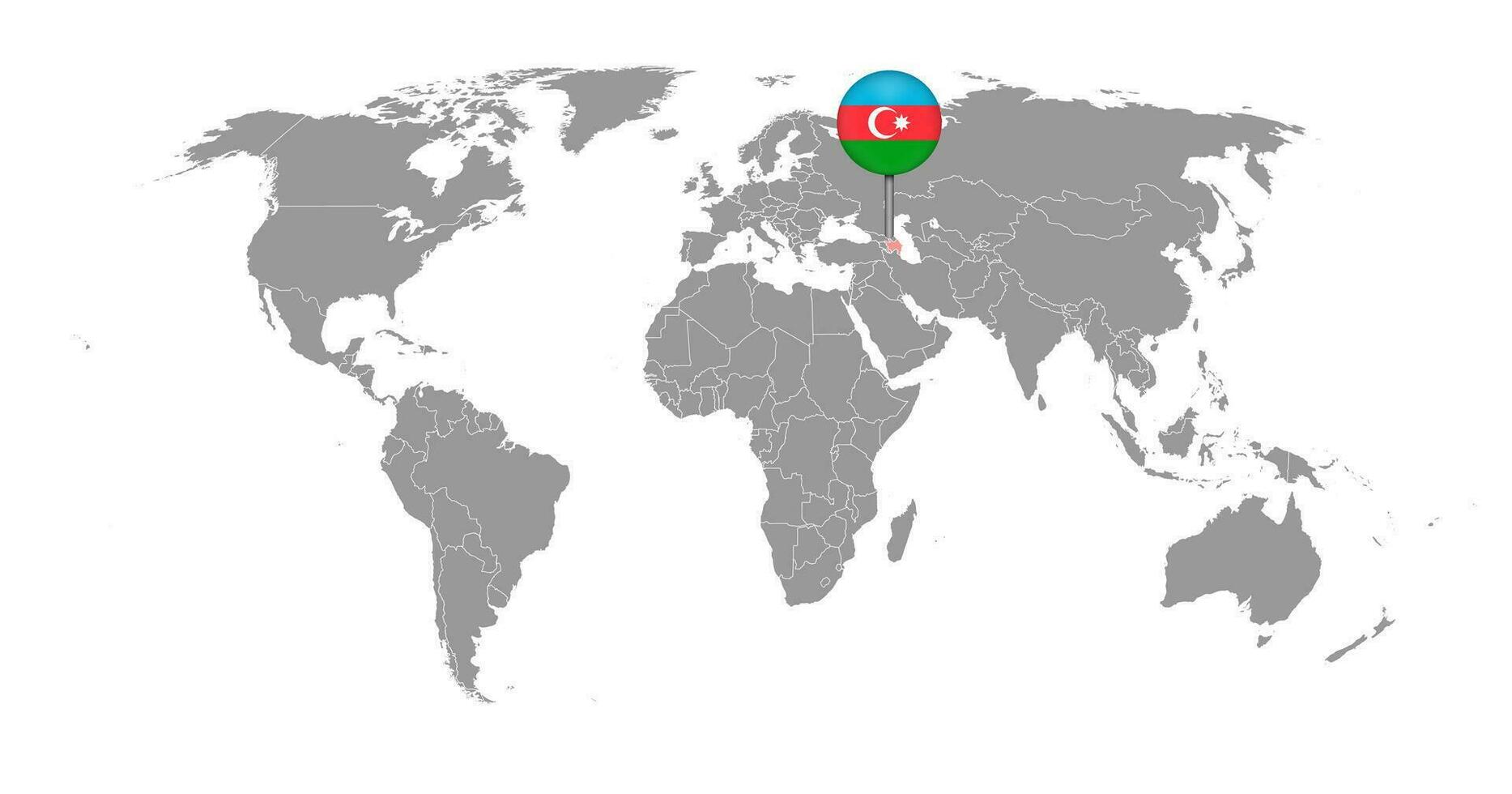 nålkarta med azerbajdzjans flagga på världskartan. vektor illustration.