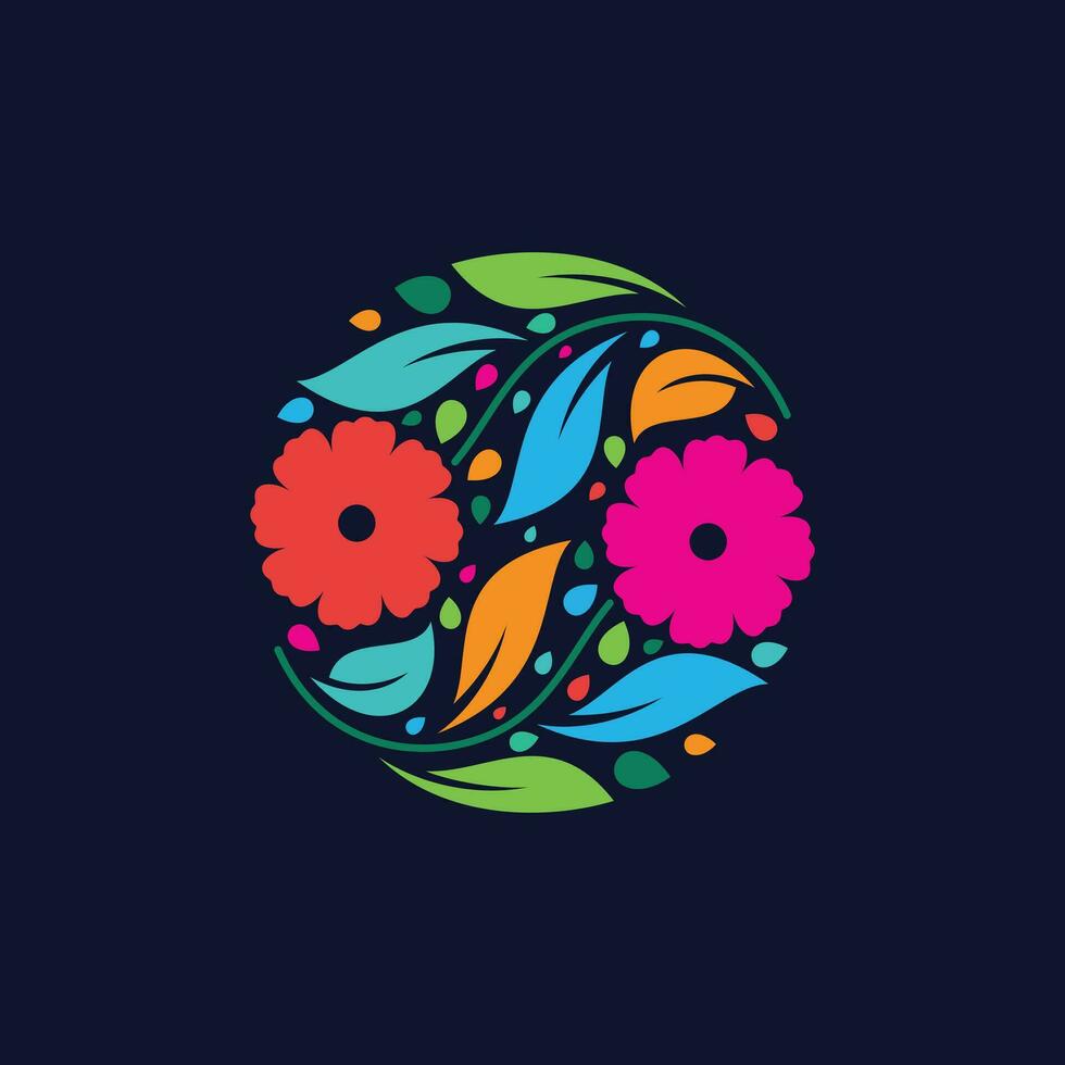 bunt Blumen- Muster Emblem Logo Design Vorlage vektor