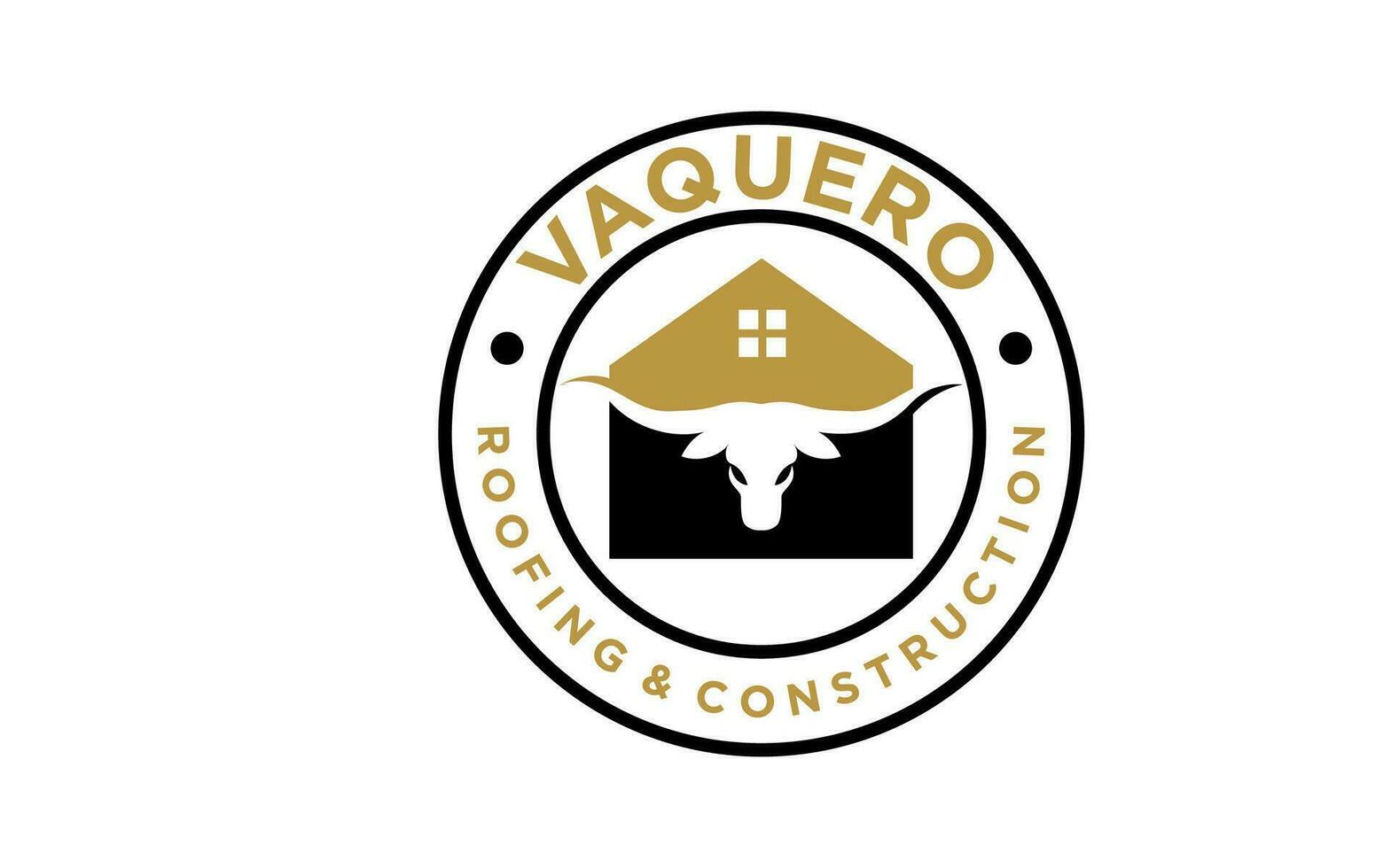 longhorn texas med hus takläggning och konstruktioner emblem märka logotyp design vektor