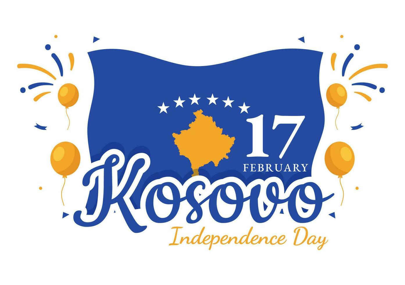 kosovo oberoende dag vektor illustration på februari 17 med vinka flagga i Lycklig republik firande Semester på platt tecknad serie bakgrund