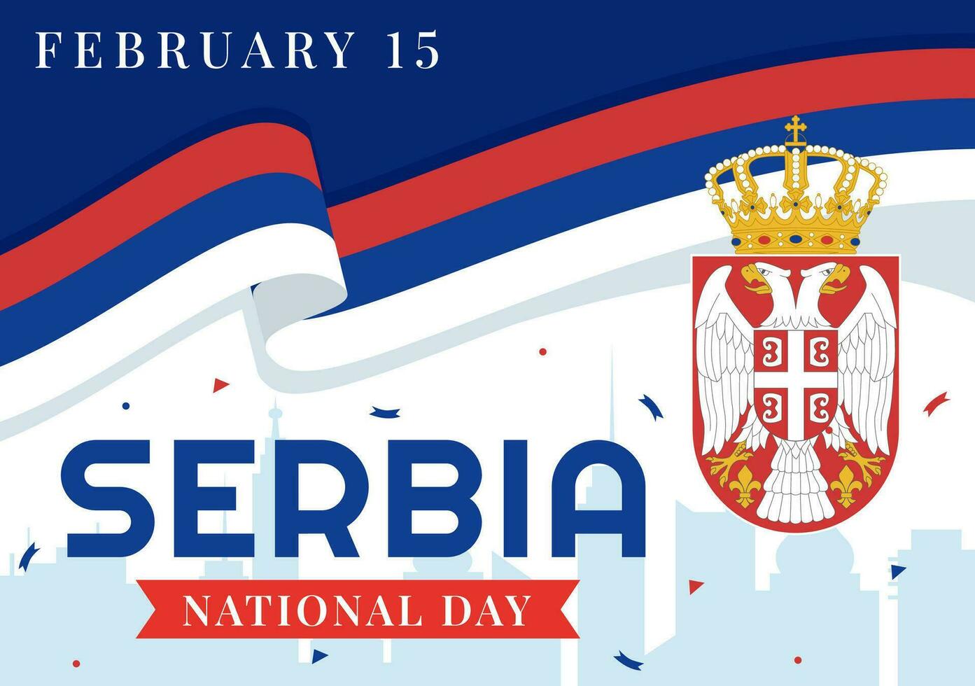 serbia nationell dag vektor illustration på 15 februari med vinka flagga i oberoende Semester firande platt tecknad serie bakgrund design