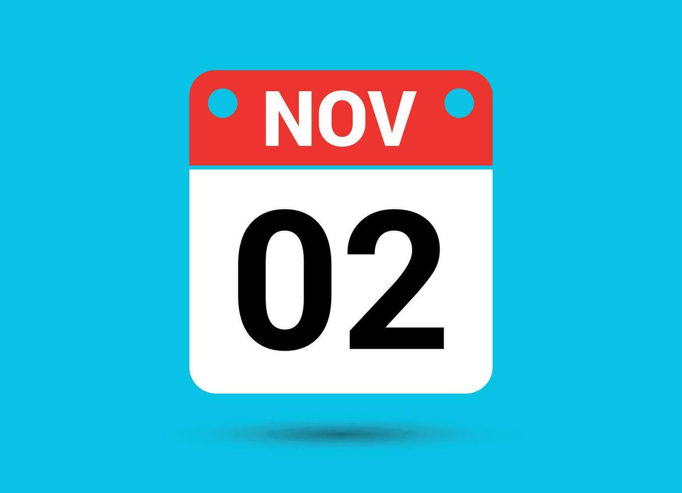 november 2 kalender datum platt ikon dag 2 vektor illustration