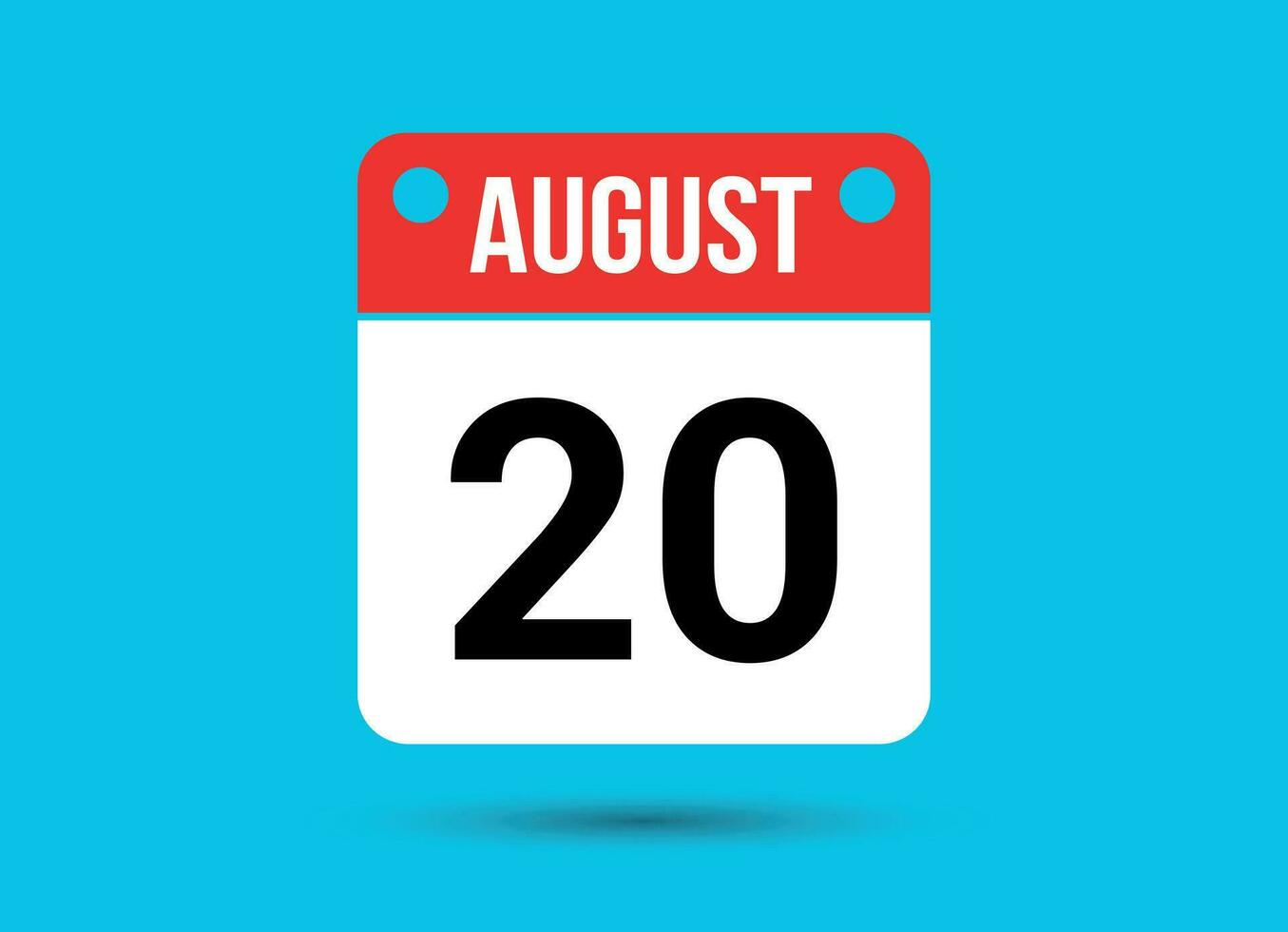 August 20 Kalender Datum eben Symbol Tag 20 Vektor Illustration