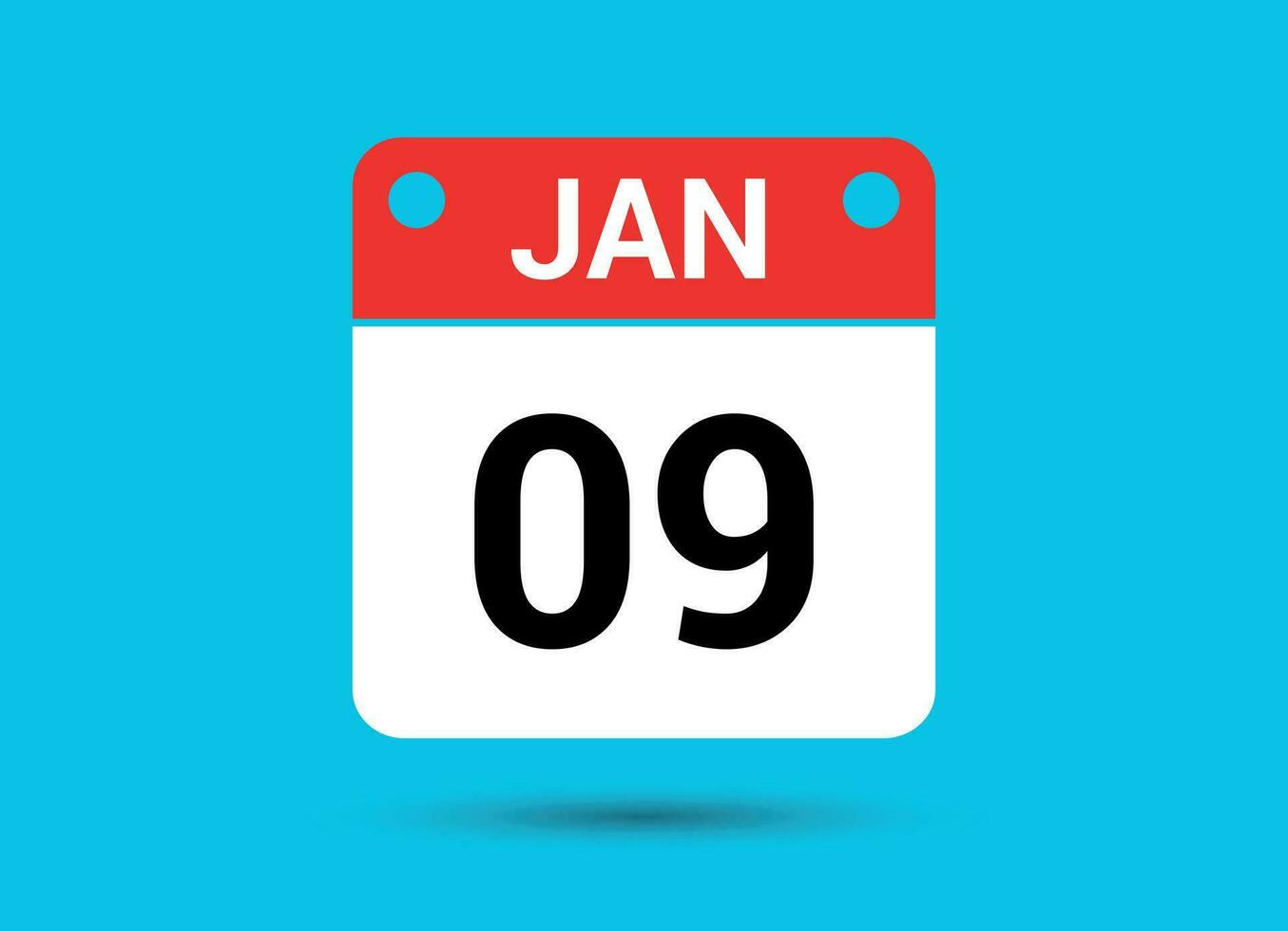 Januar 9 Kalender Datum eben Symbol Tag 9 Vektor Illustration