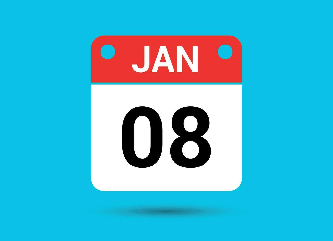 januari 8 kalender datum platt ikon dag 8 vektor illustration