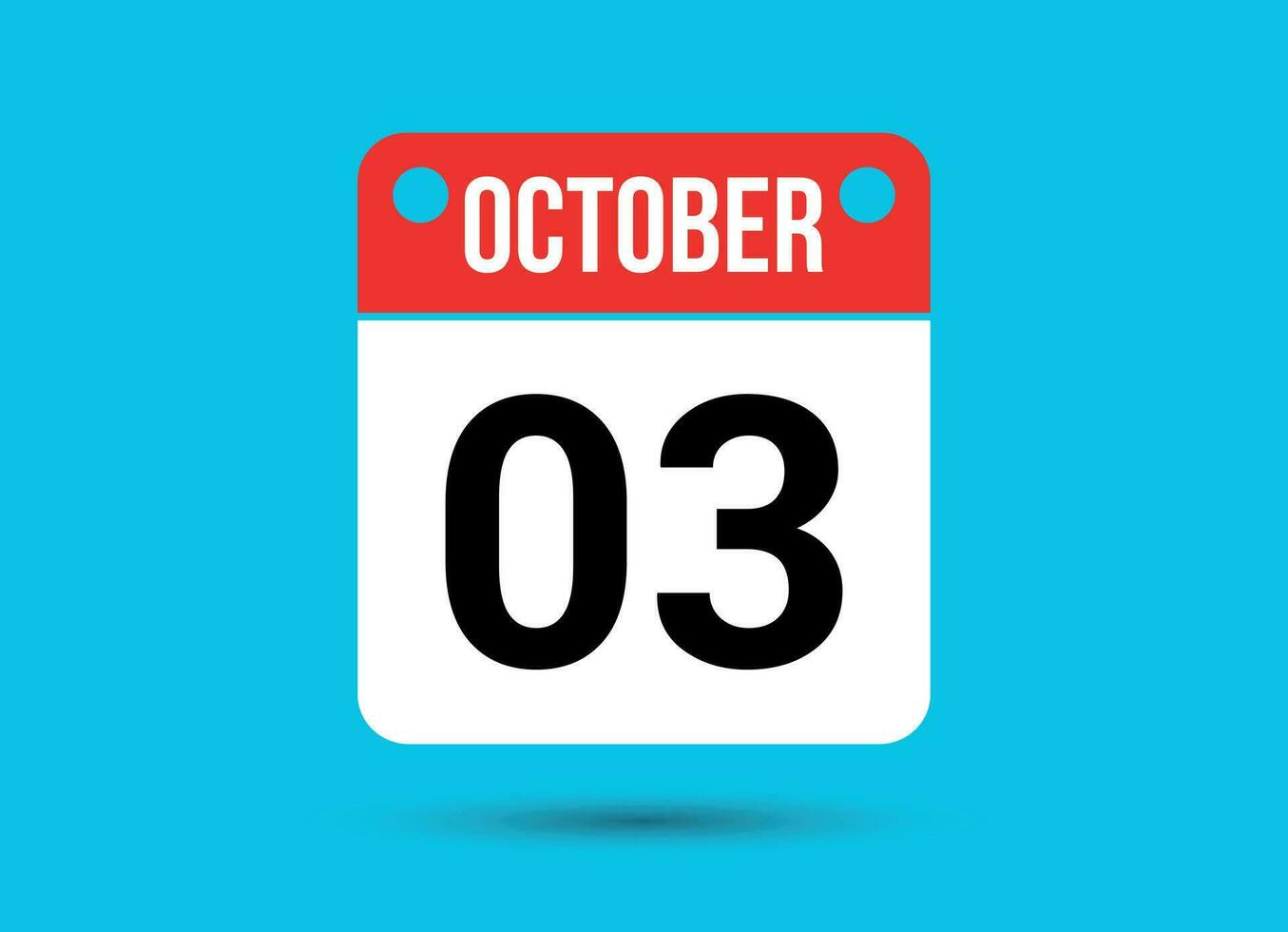oktober 3 kalender datum platt ikon dag 3 vektor illustration