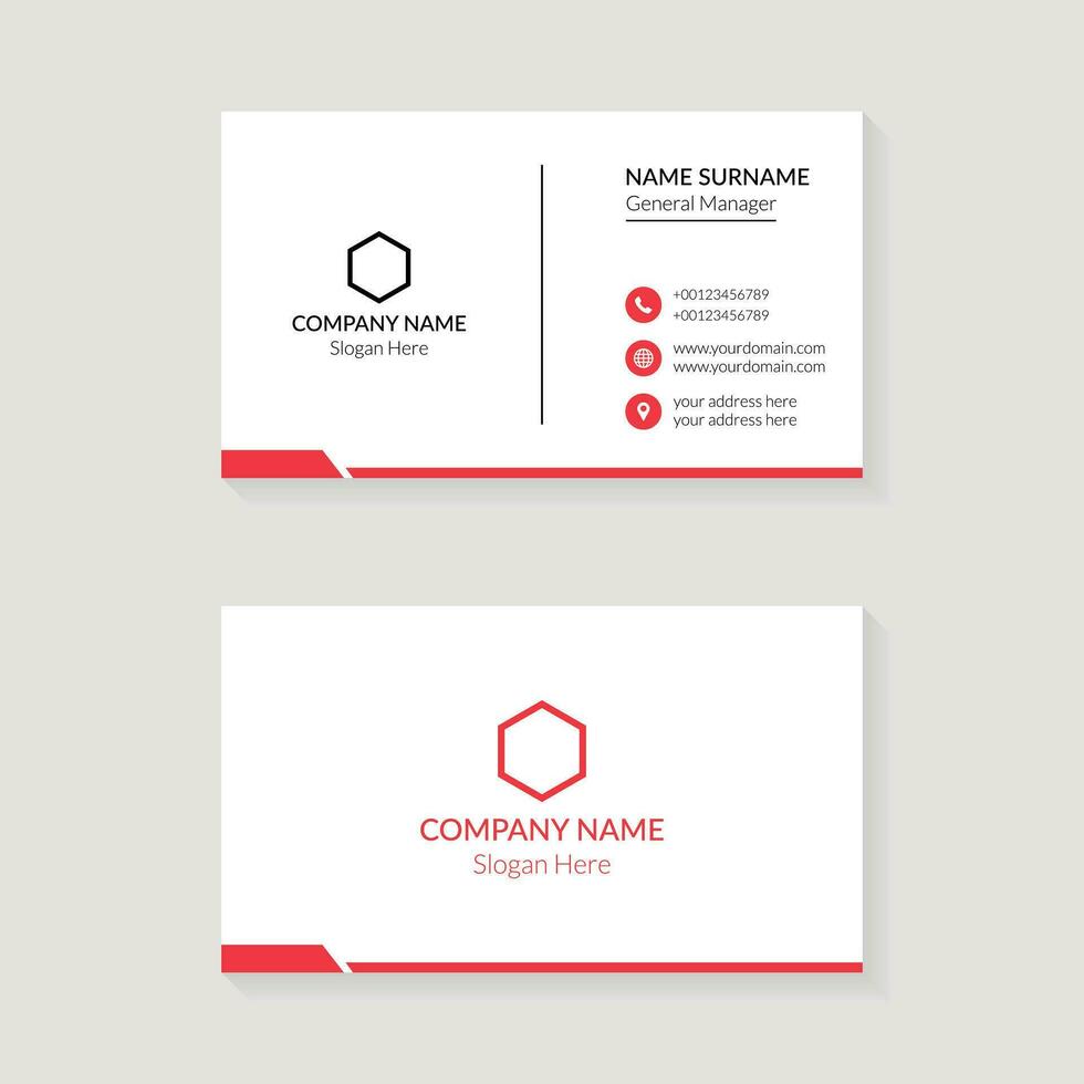Geschäft Karte Design Vorlage. rot und Weiß Farbe kreativ und sauber Geschäft Karte Konzept Design vektor