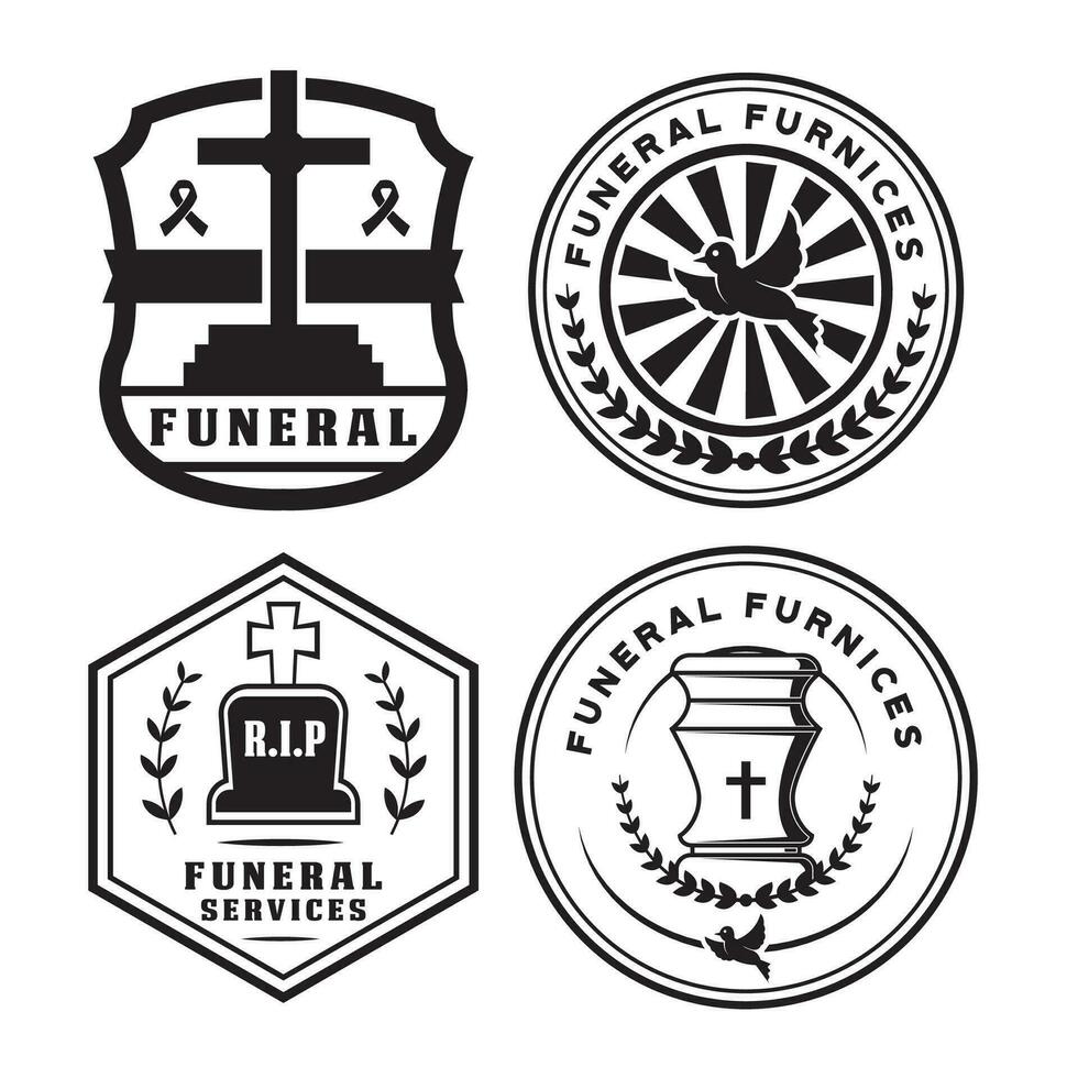 uppsättning av begravning tjänster logotyp mall. vektor