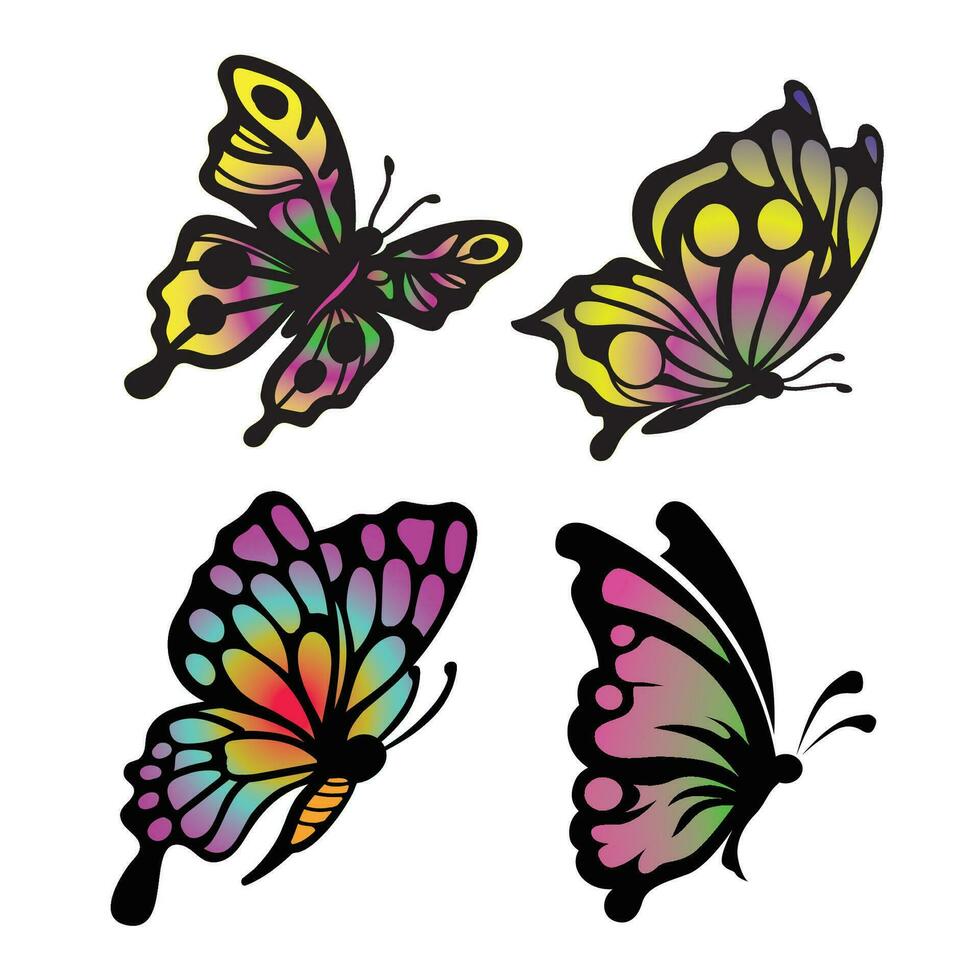 Sammlung von Schmetterling Vektor Illustration.