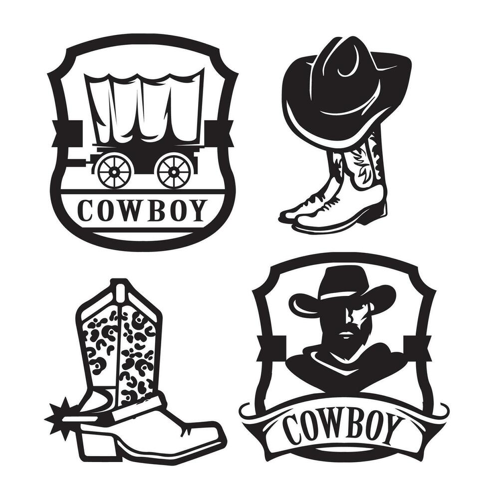 einstellen von Cowboy Western Logo Vektor Vorlage.