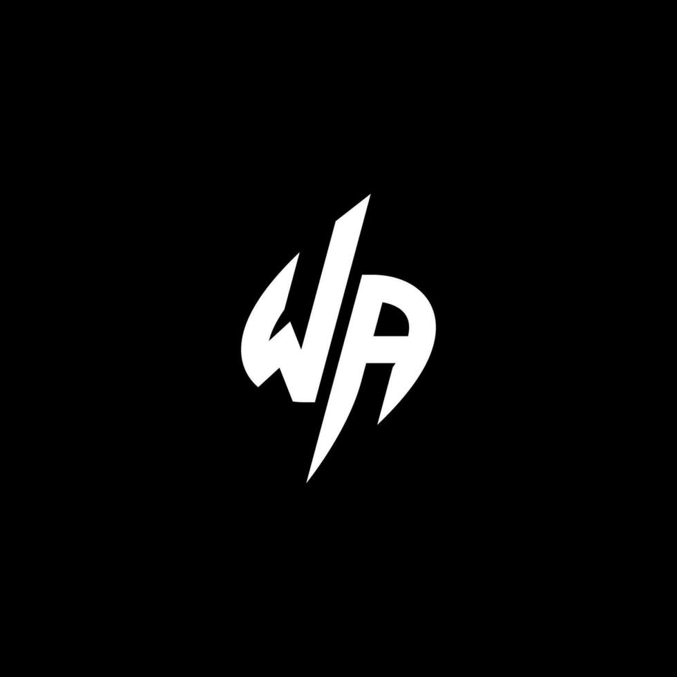 wa monogram logotyp esport eller gaming första begrepp vektor