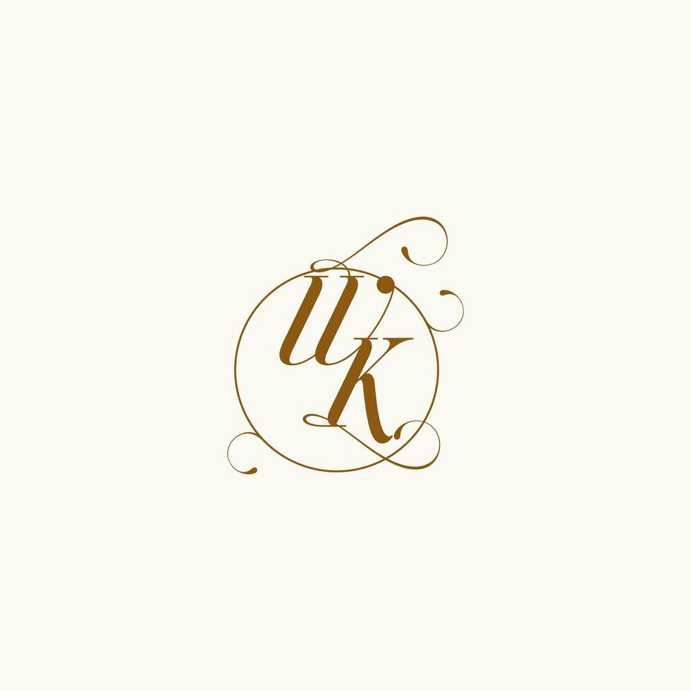 wk Hochzeit Monogramm Initiale im perfekt Einzelheiten vektor