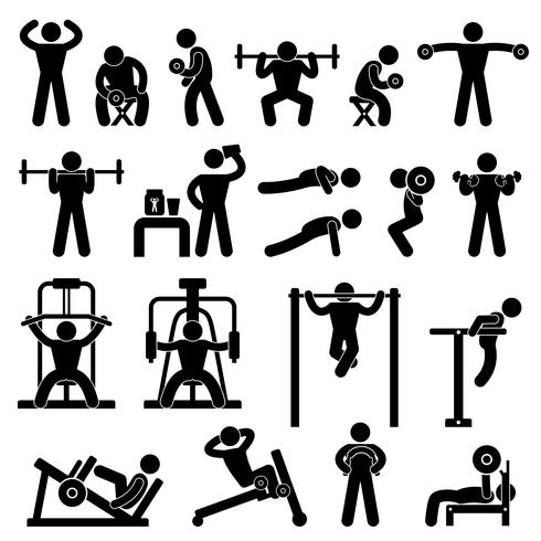 Gym Gymnasium Body Building Motion Training Fitness Workout. vektor