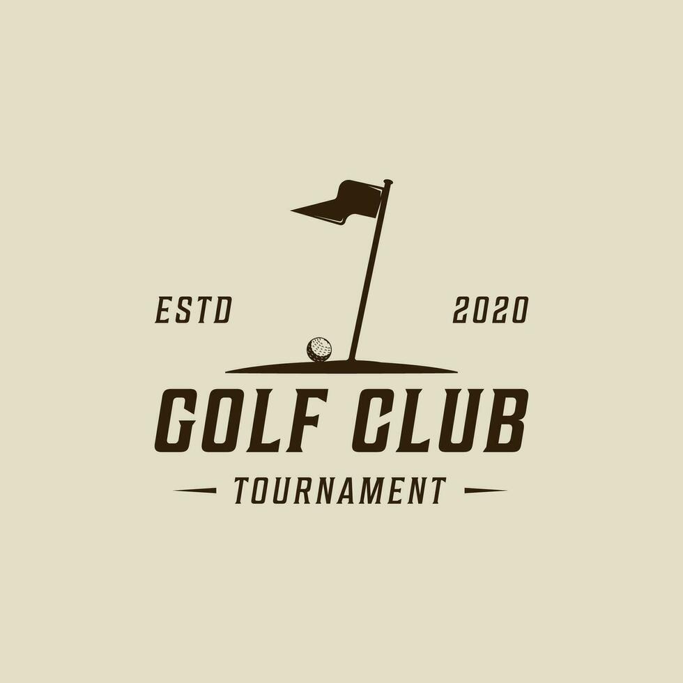 Flagge von Golf Verein Logo Vektor Jahrgang Illustration Vorlage Symbol Grafik Design. Sport Zeichen oder Symbol zum Turnier und Verein Konzept