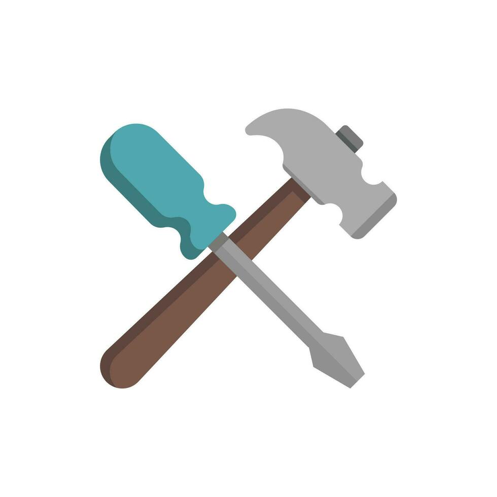 Schraubendreher und Hammer Symbol Design Vektor Vorlage