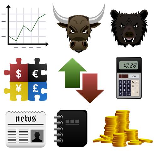 Aktien-Aktienmarkt-Geld-Symbol. vektor