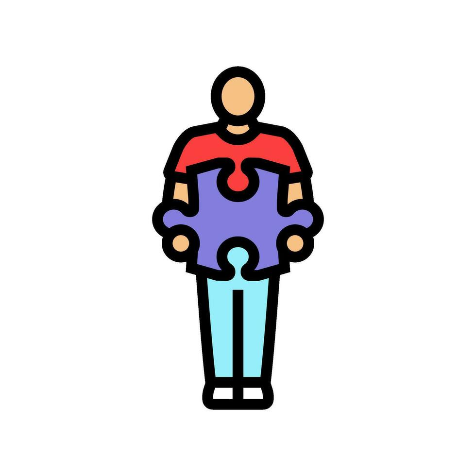 Mensch Puzzle Puzzle Farbe Symbol Vektor Illustration