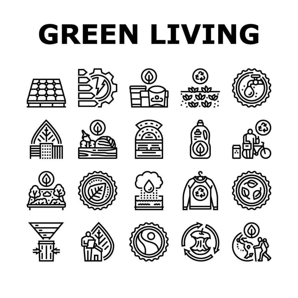 Grün Leben Natur Öko Symbole einstellen Vektor