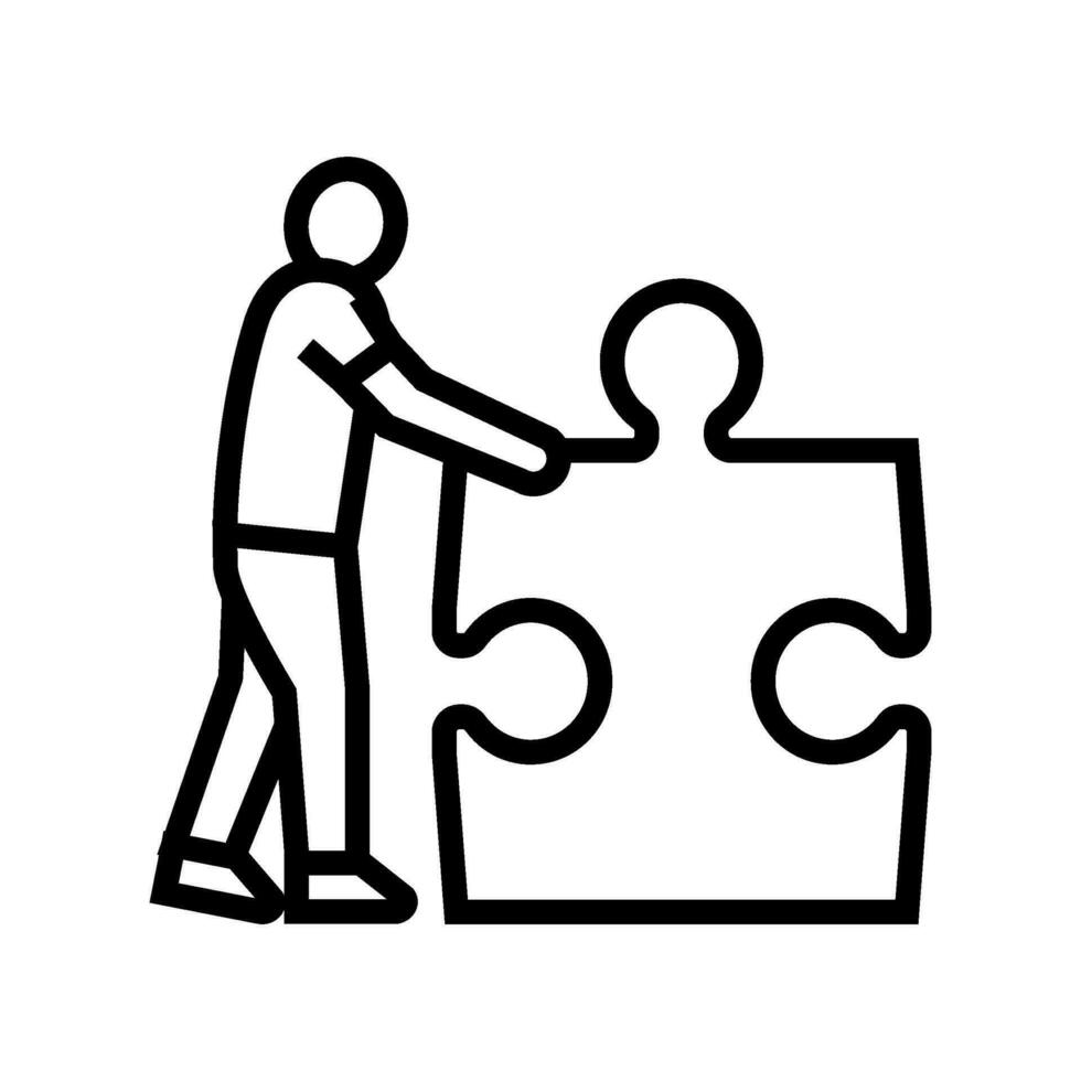 Puzzle Mensch Puzzle Linie Symbol Vektor Illustration