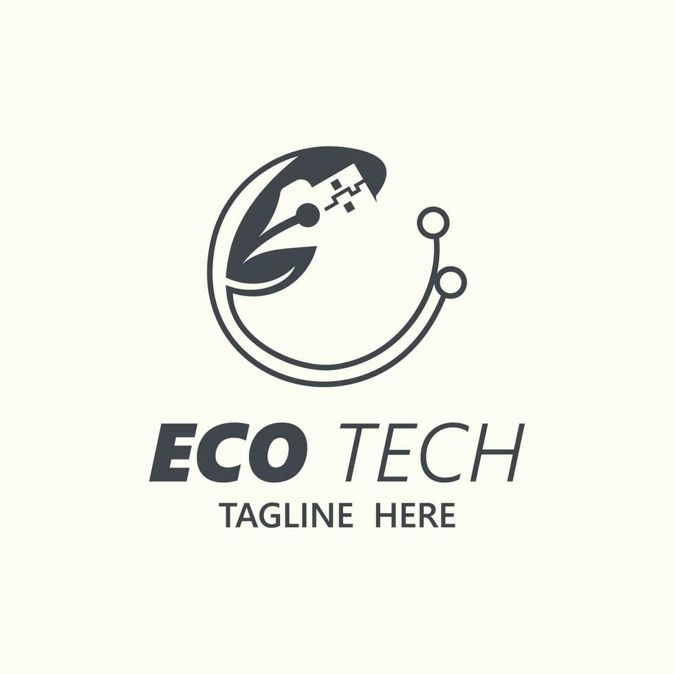 Öko Technologie Geschäft Vektor Design modern. Natur Technologie Logo mit Blatt und Schaltkreis Technik minimalistisch Vektor Illustration