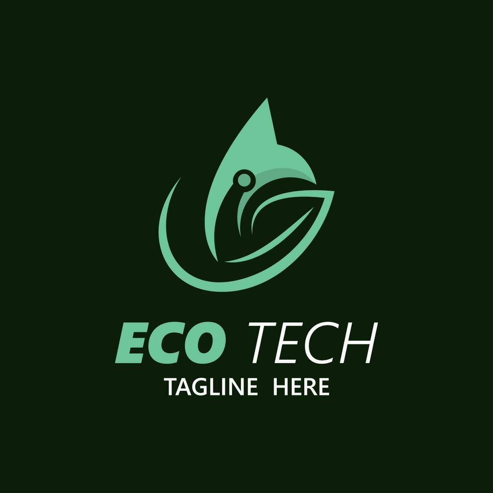 eco teknologi företag vektor design modern. natur teknologi logotyp med blad och krets tech minimalistisk vektor illustration