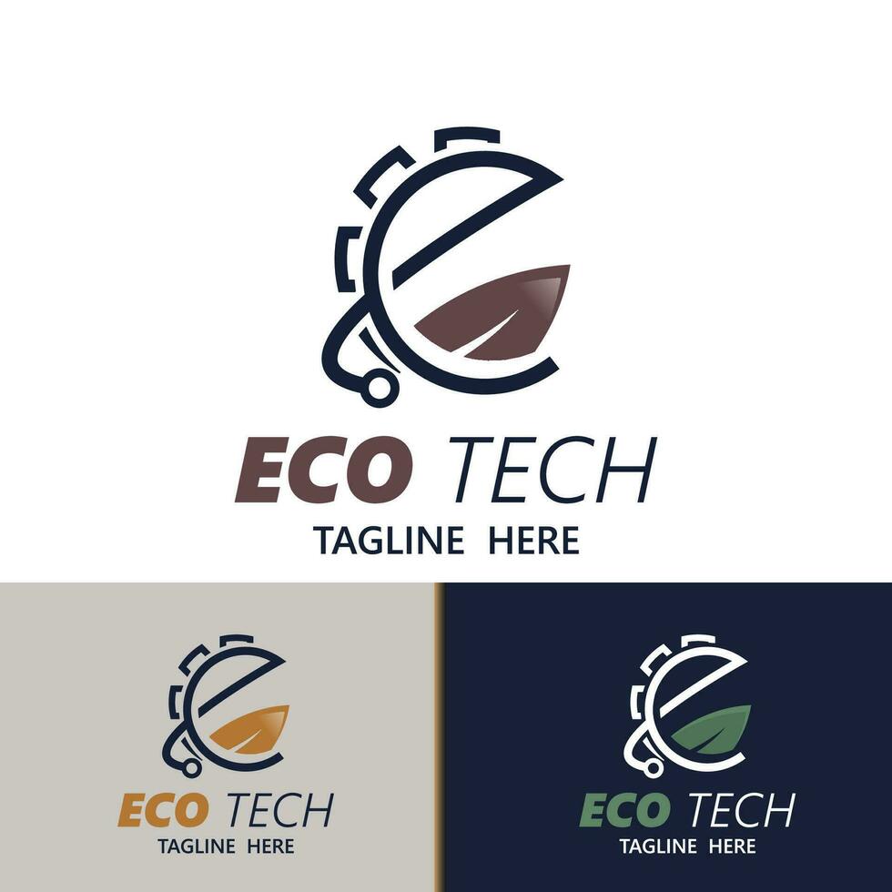 eco teknologi företag vektor design modern. natur teknologi logotyp med blad och krets tech minimalistisk vektor illustration