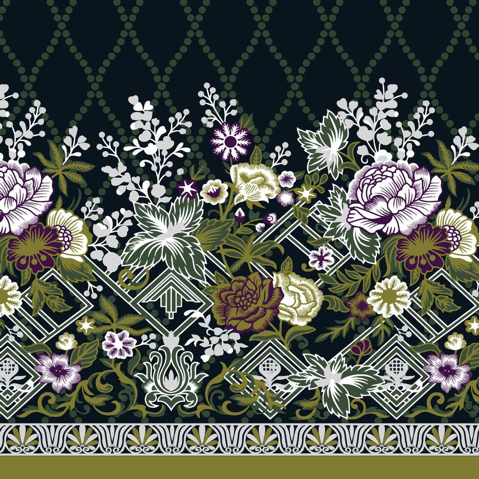 Frauen Kleider Blumen- passen Textil- Design vektor