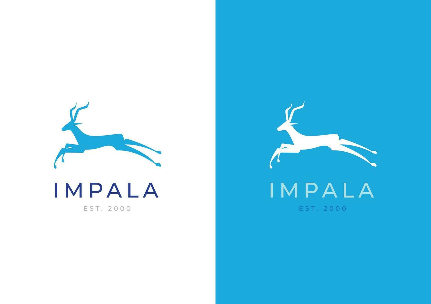 Laufen Impala Silhouette Blau Farbe Logo vektor
