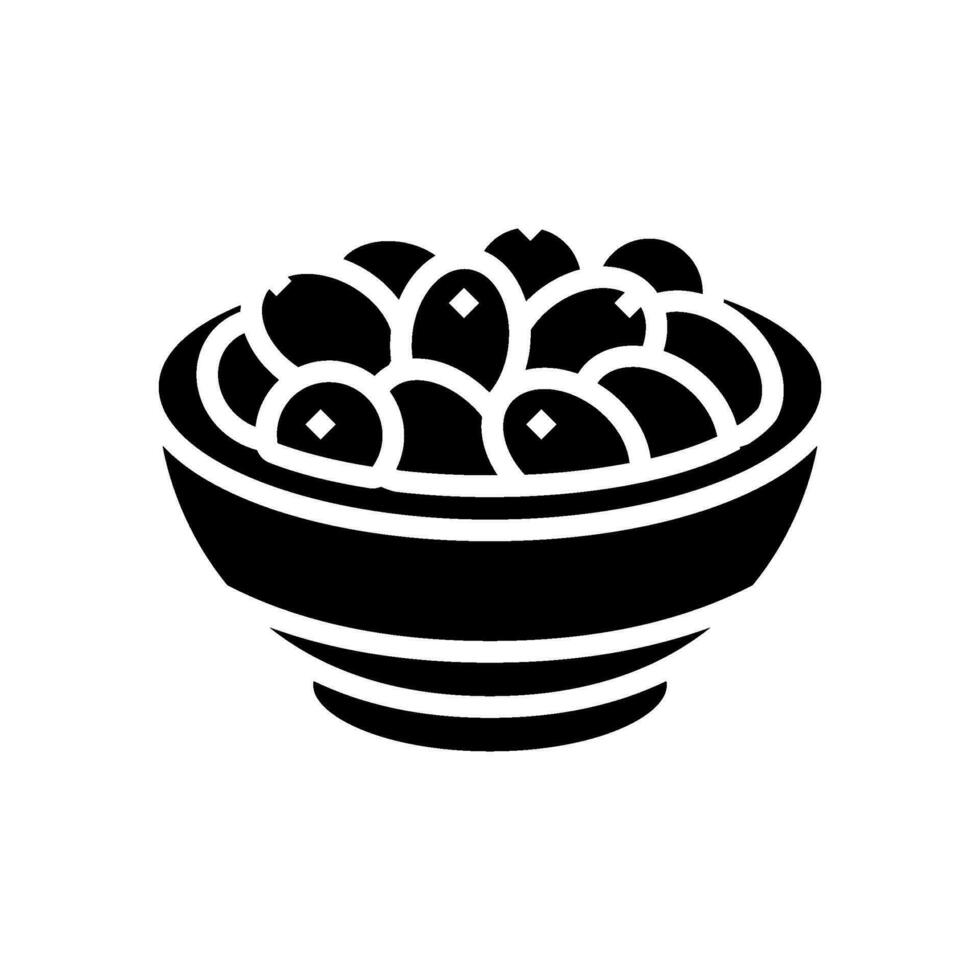 kalamata Oliven griechisch Küche Glyphe Symbol Vektor Illustration