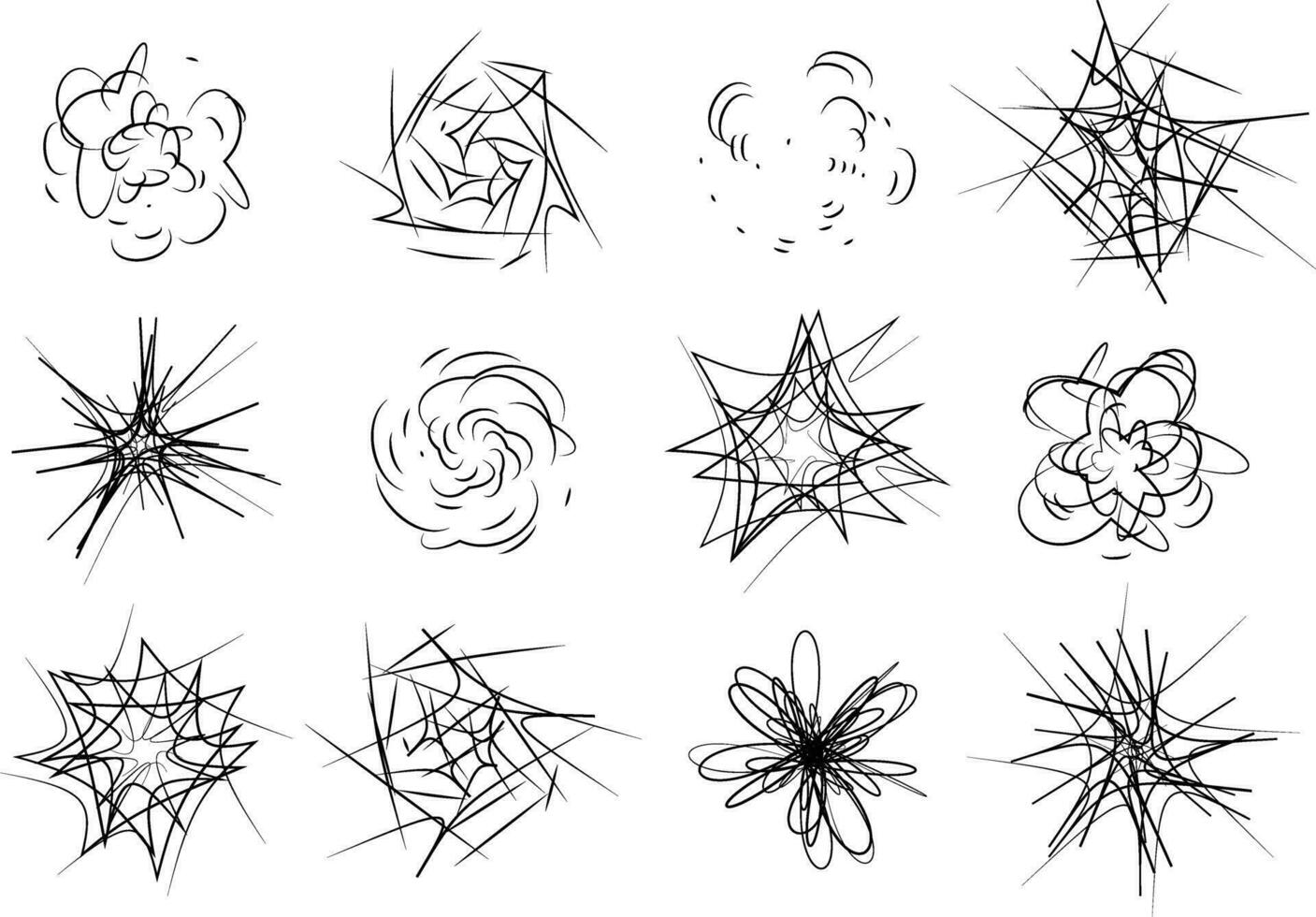 smäll och exploderande symboler uppsättning tecknad serie komisk bom effekter design element vektor