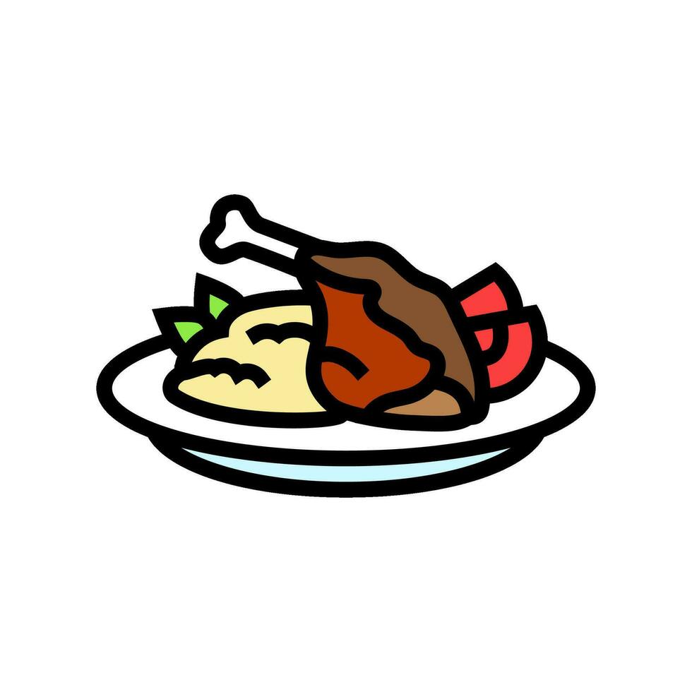 Ente Confit Französisch Küche Farbe Symbol Vektor Illustration