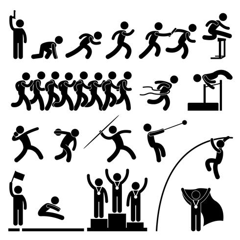 Sportplatz und Track Game Athletic Event Winner Celebration Icon Symbol Si. vektor