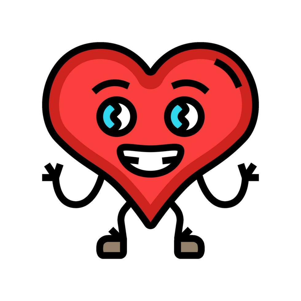 Herz Charakter glücklich Emotionen Farbe Symbol Vektor Illustration