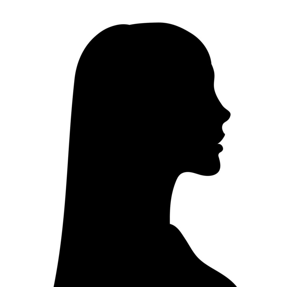 weiblich Silhouette im Profil. Seite Sicht. drucken, Logo, Poster Vorlagen, tätowieren Idee, Werbung, Stoff drucken vektor