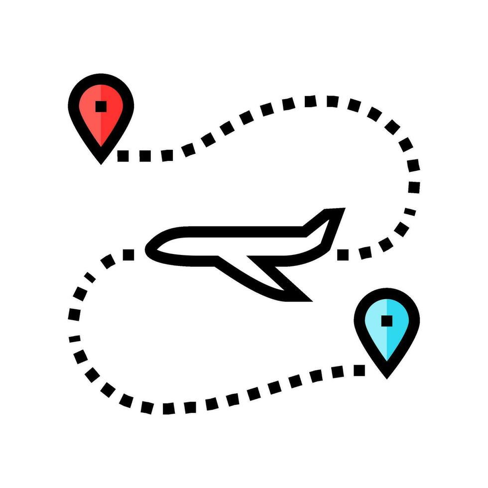 Flugzeug Spur Karte Ort Farbe Symbol Vektor Illustration
