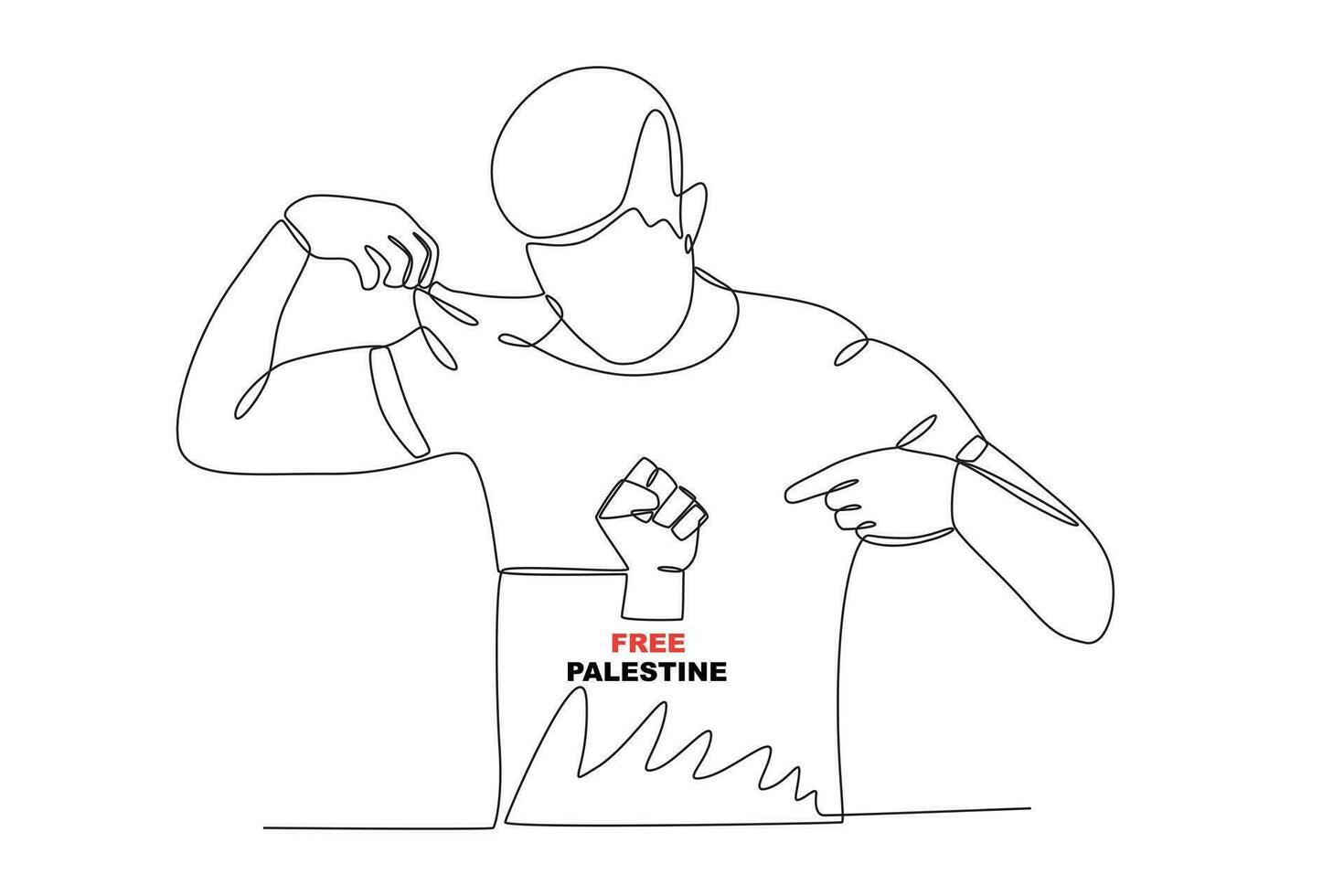 ein Mann tragen ein Hemd verteidigen Palästina vektor
